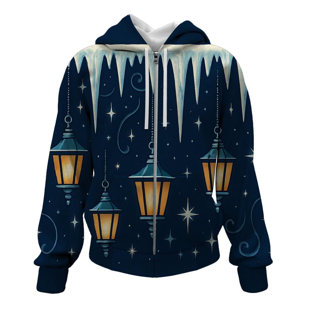 Icicle Border On Midnight Navy designer hoodies