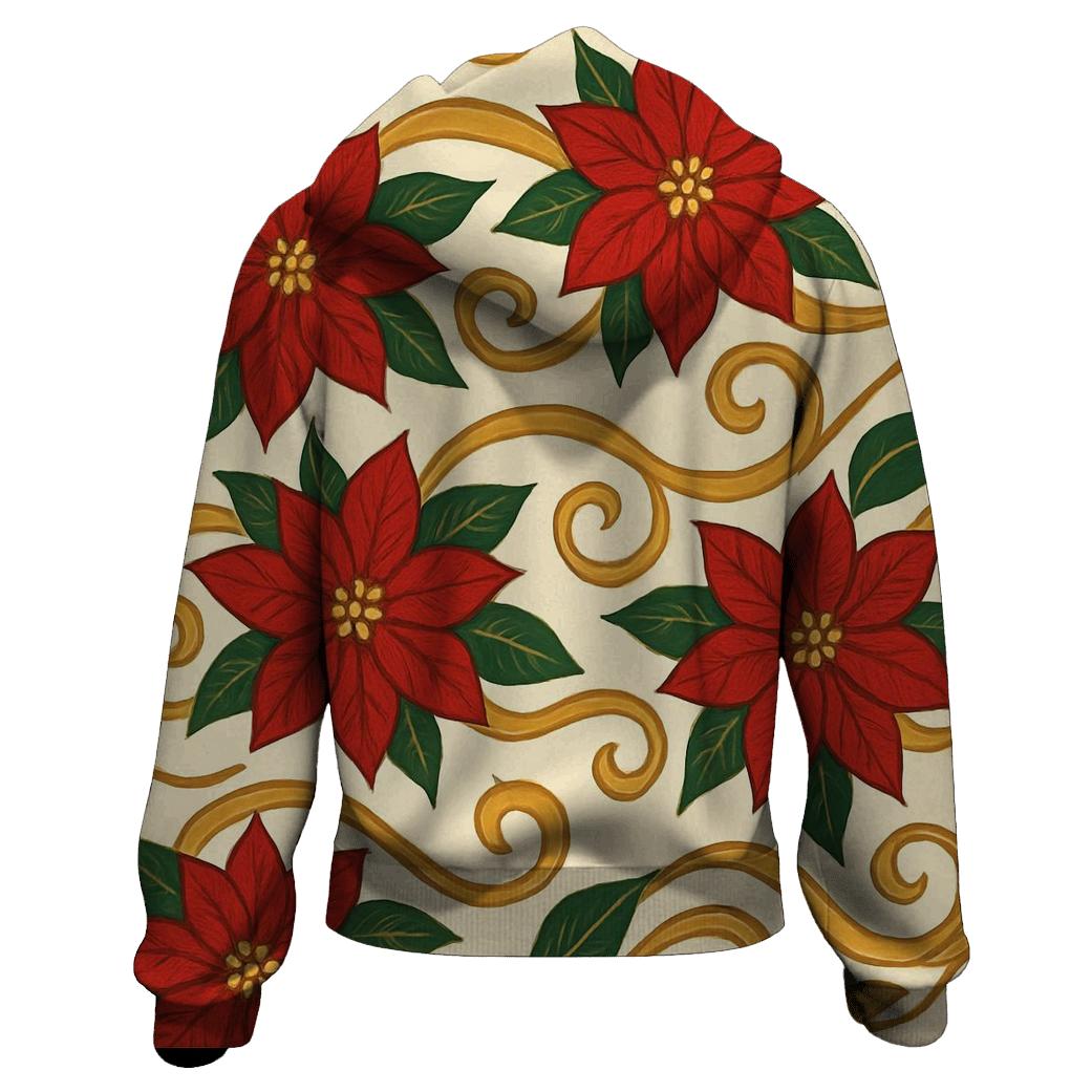 Poinsettia Wave On Ivory heavyweight hoodies