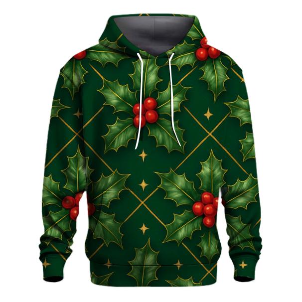Crimson Holly Lattice On Emerald Background custom hoodies