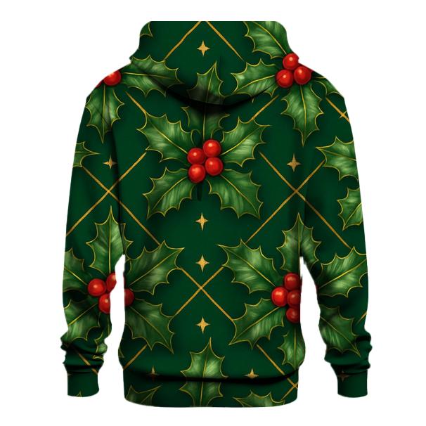 Crimson Holly Lattice On Emerald Background custom hoodies