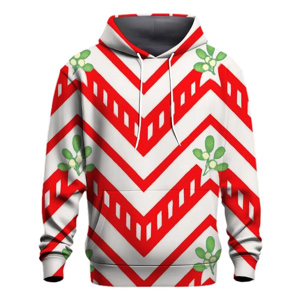 Candy Cane Chevron On Snow White heavyweight hoodies