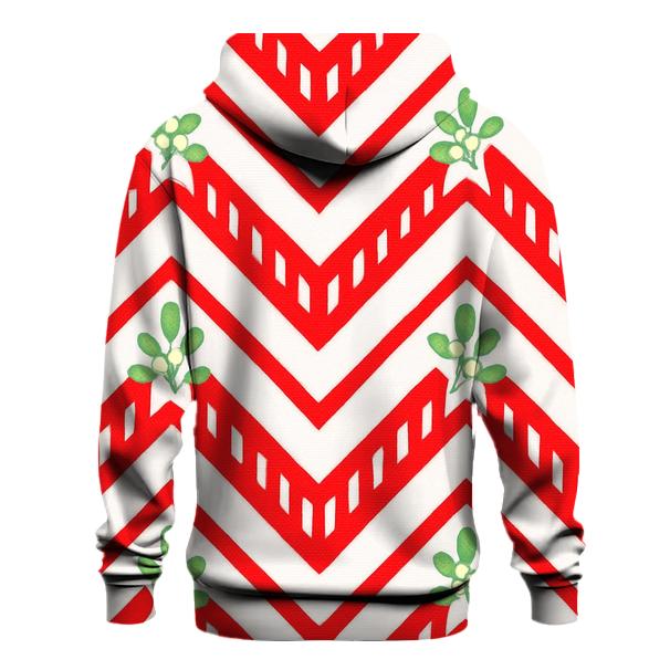 Candy Cane Chevron On Snow White heavyweight hoodies