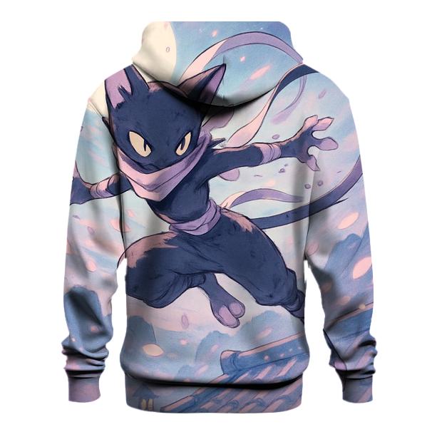 Cherry Blossom Ninja Cat embroidered hoodies