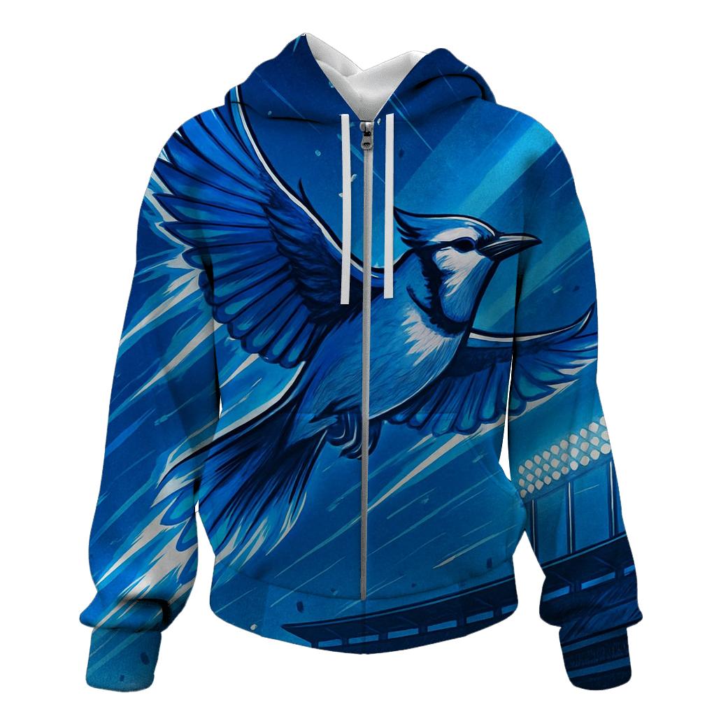 Blue Jay Over Stadium printed hoodies
