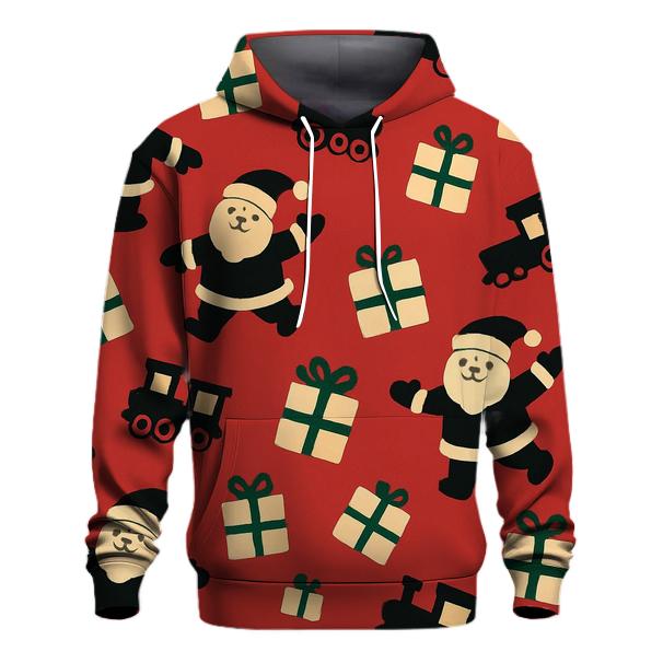 Santa Silhouette Scatter On Cardinal Red heavyweight hoodies