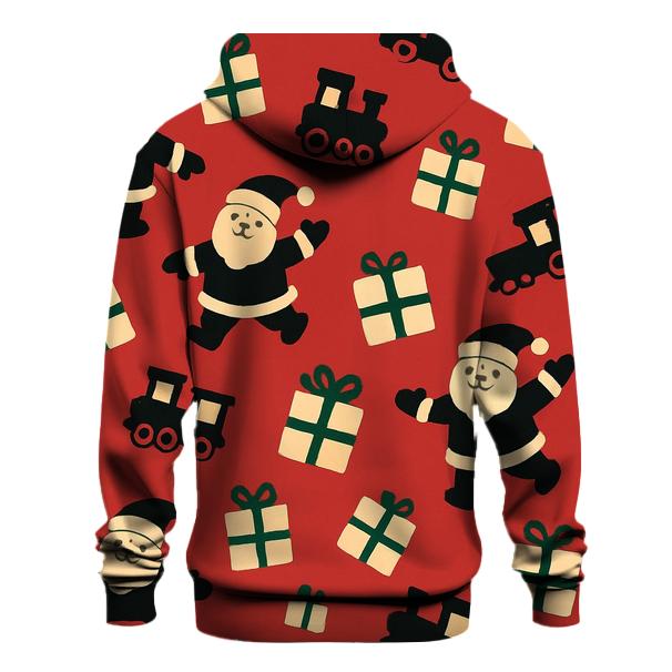 Santa Silhouette Scatter On Cardinal Red heavyweight hoodies