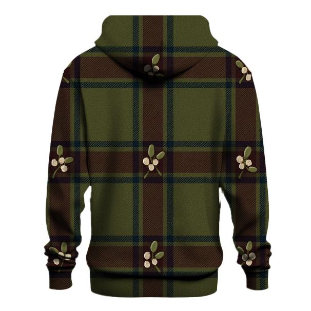 Tartan Ribbon Plaid With Mistletoe On Olive graphic hoodies