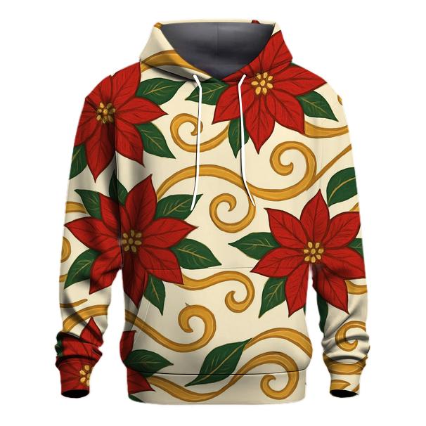 Poinsettia Wave On Ivory printed hoodies