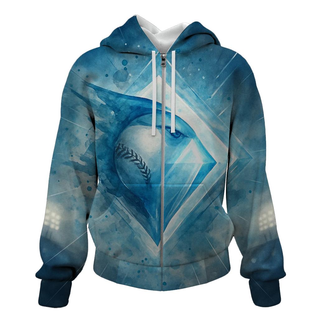 Feathered Diamond Fusion With Blue Jays embroidered hoodies