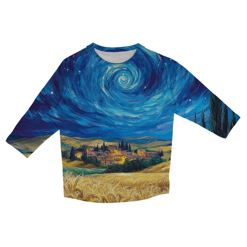 Van Gogh Inspired Starry Countryside trendy 3/4 sleeve tops