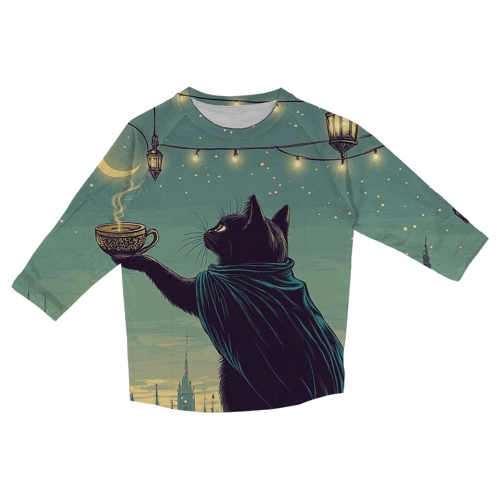 Midnight Cat Spooky Soiree fashion 3/4 sleeve shirts