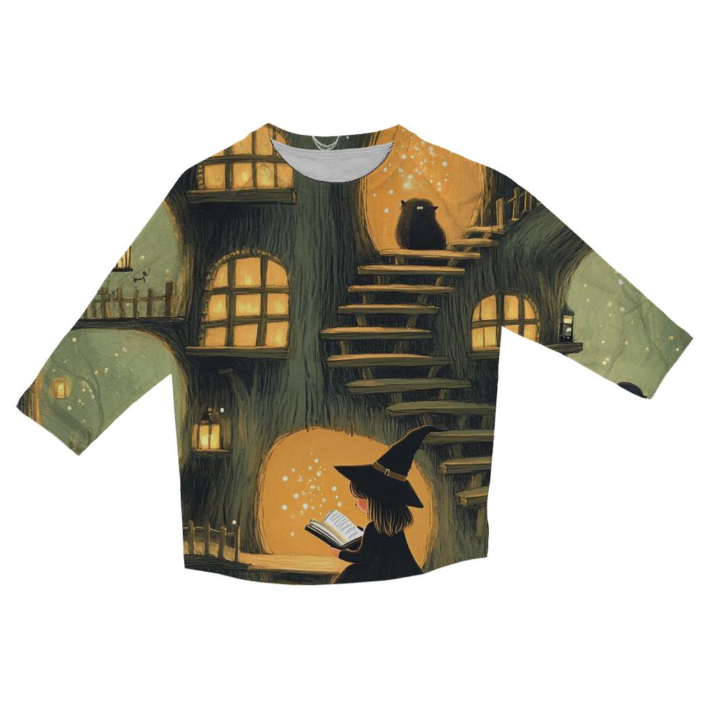 Witch School In Haunted Hollow casual three quarter sleeve shirts