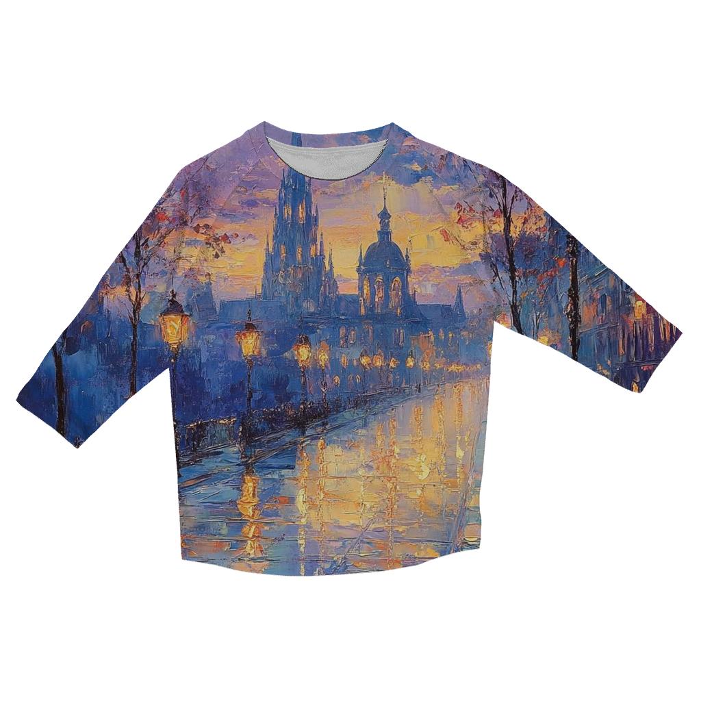 Monet Inspired Citylights At Twilight personalized 3/4 sleeve tees