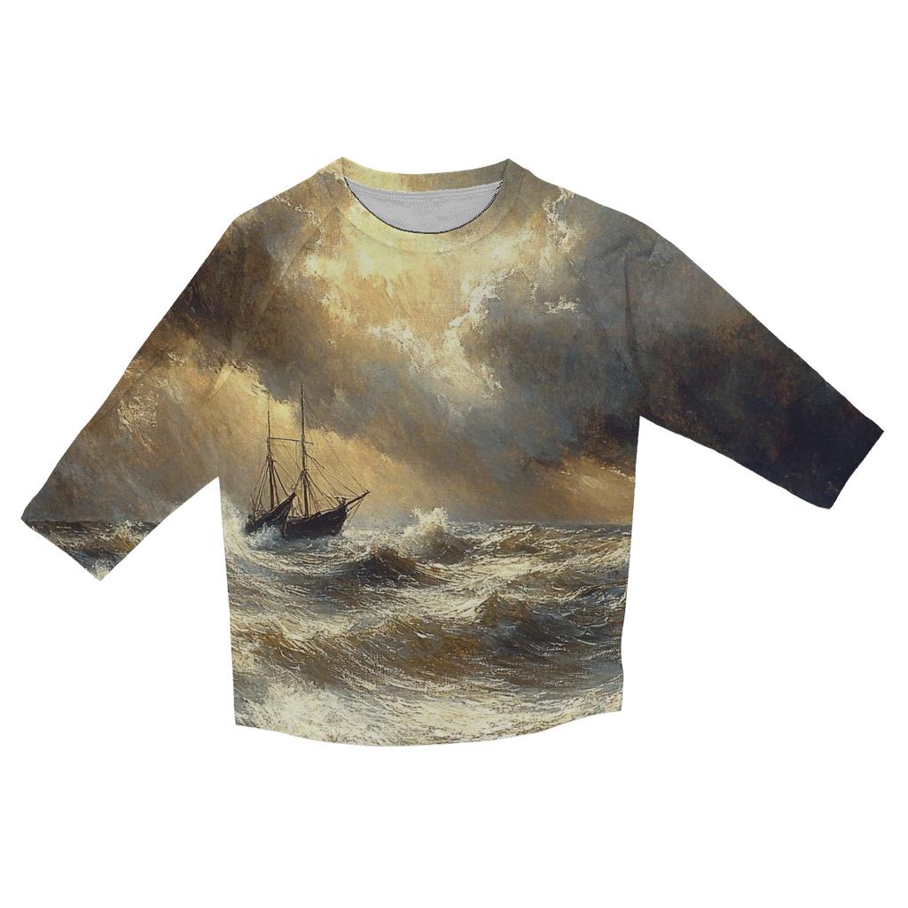 Turner Inspired Stormy Sea designer 3/4 sleeve blouses