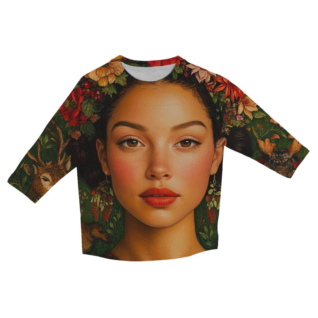 Frida Kahlo Inspired Memory Portrait printed three quarter sleeve shirts