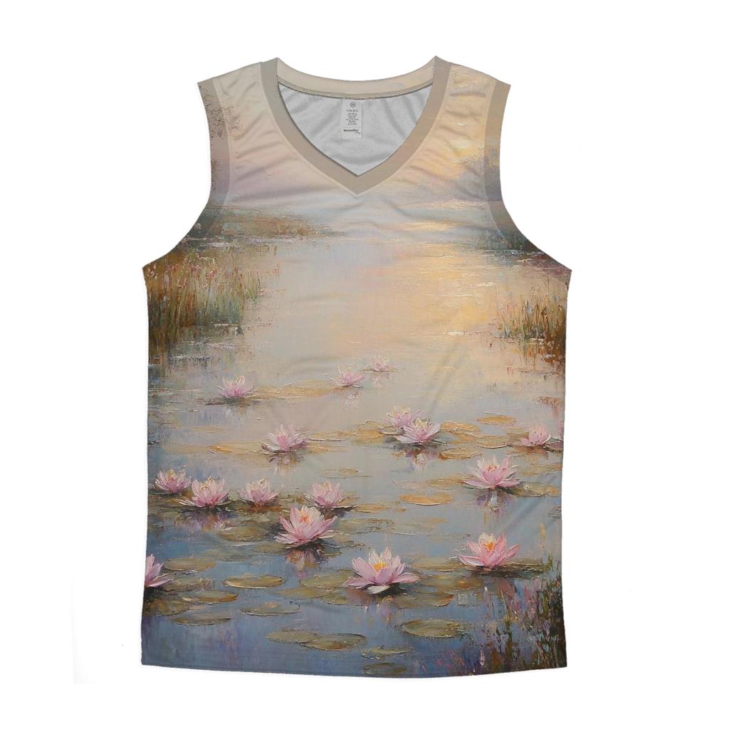 Monet Inspired Water Lilies At Dawn casual summer tank tops