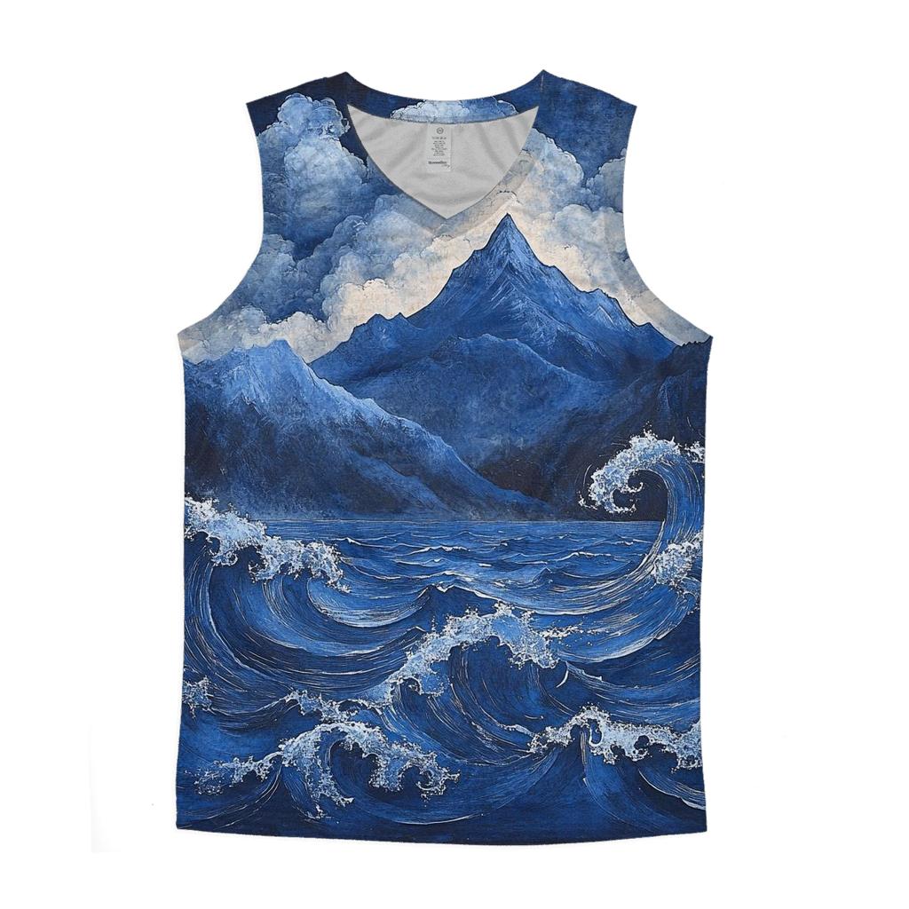Hokusai Inspired Mountain Storm cotton sleeveless tops