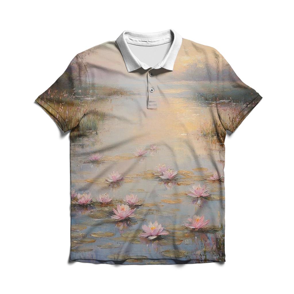 Monet Inspired Water Lilies At Dawn classic pique polos