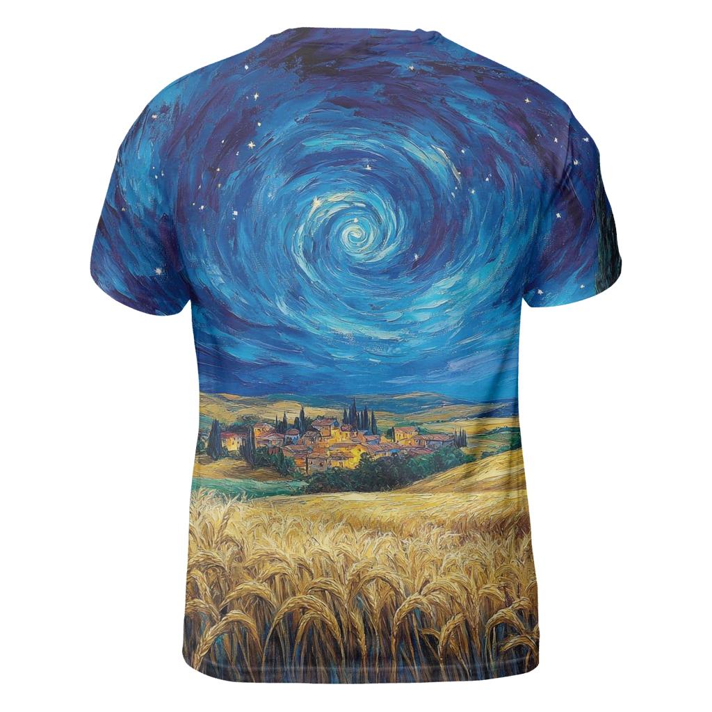 Van Gogh Inspired Starry Countryside vibrant all-over design tees