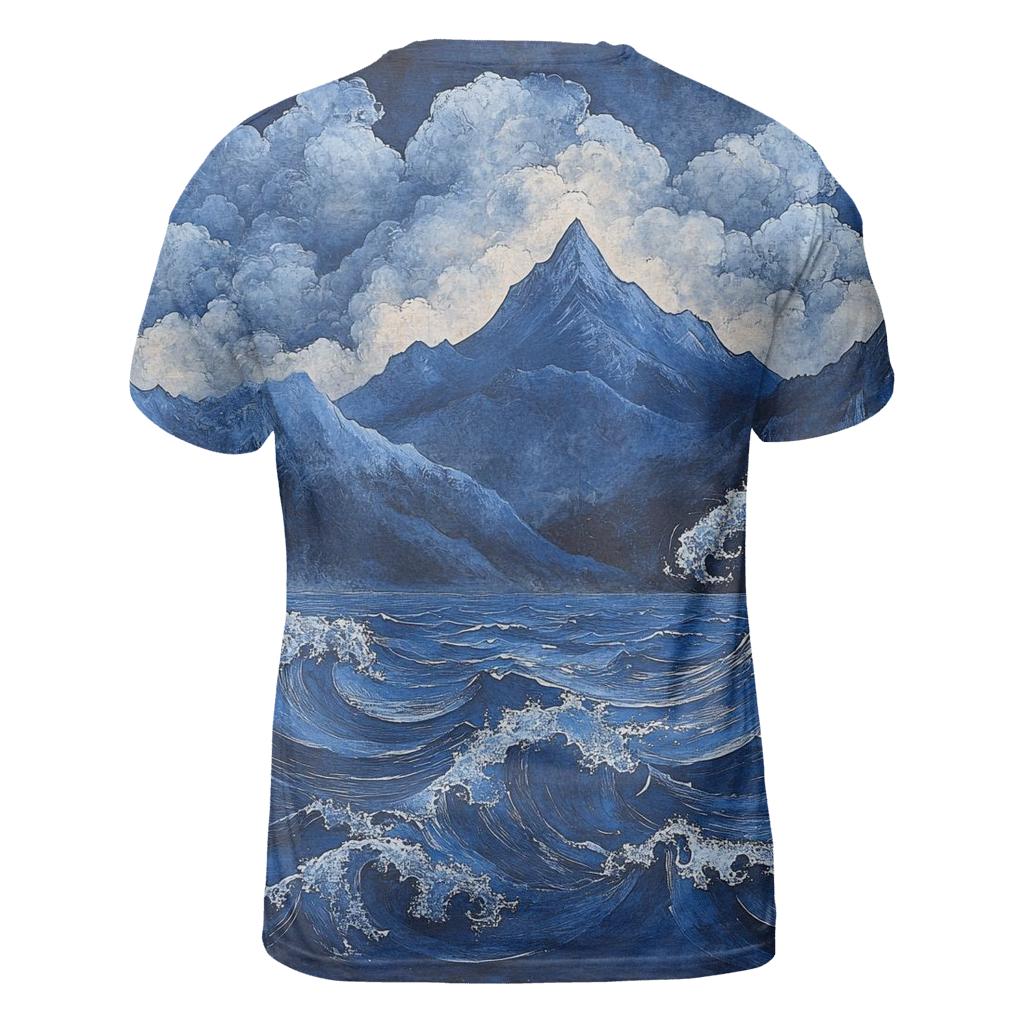 Hokusai Inspired Mountain Storm designer pattern shirts