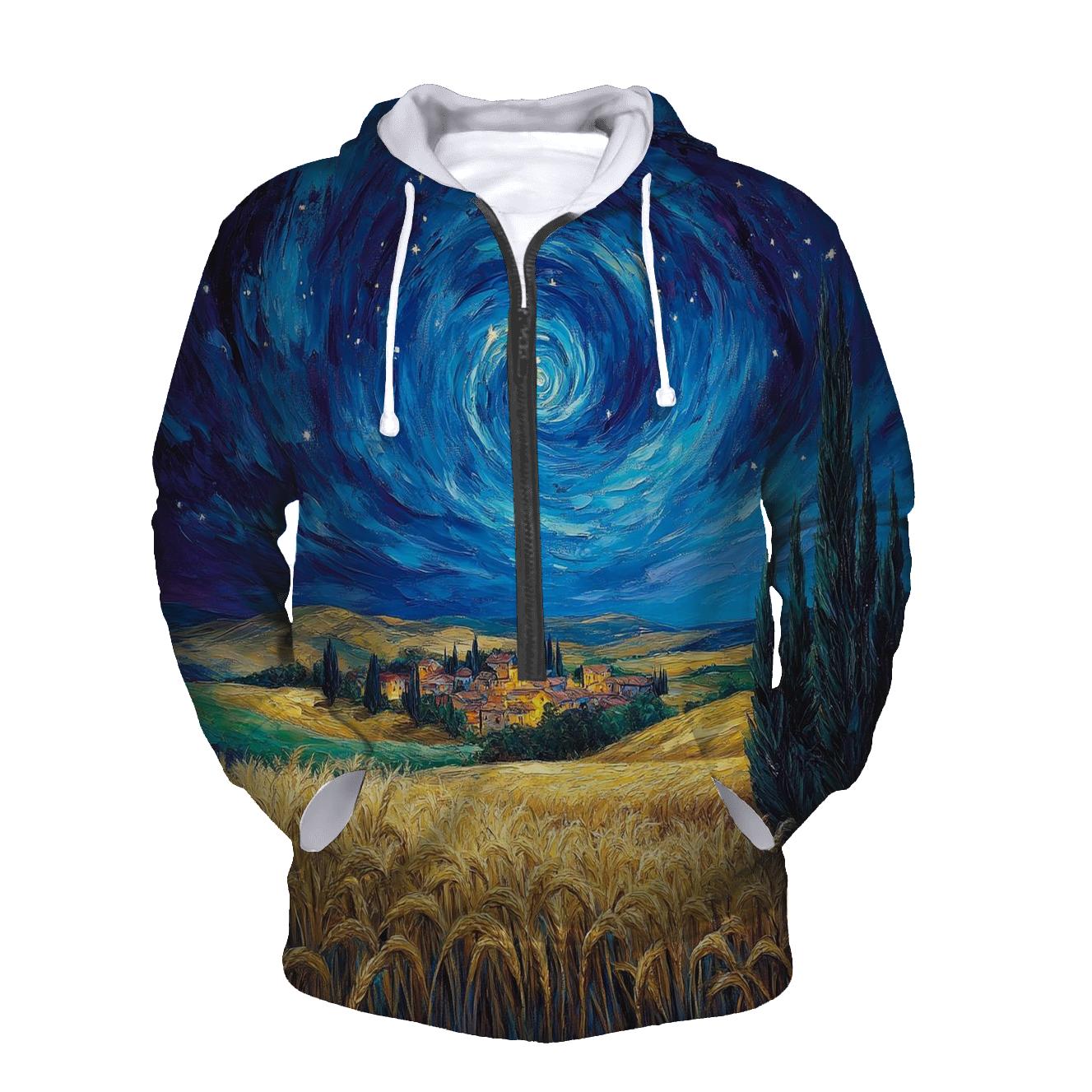 Van Gogh Inspired Starry Countryside graphic hoodies