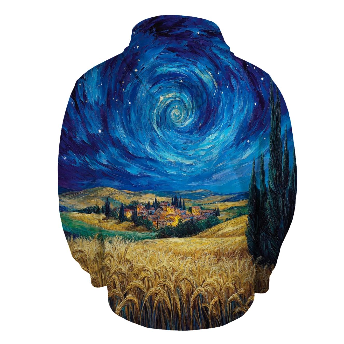 Van Gogh Inspired Starry Countryside graphic hoodies