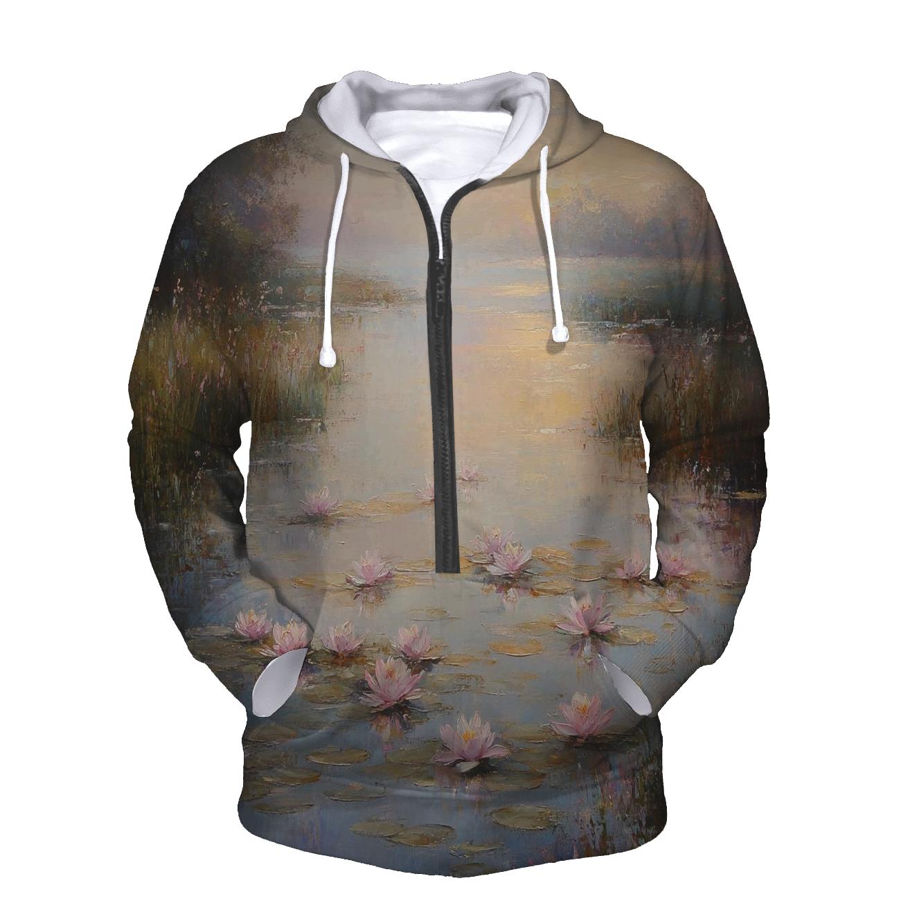 Monet Inspired Water Lilies At Dawn heavyweight hoodies