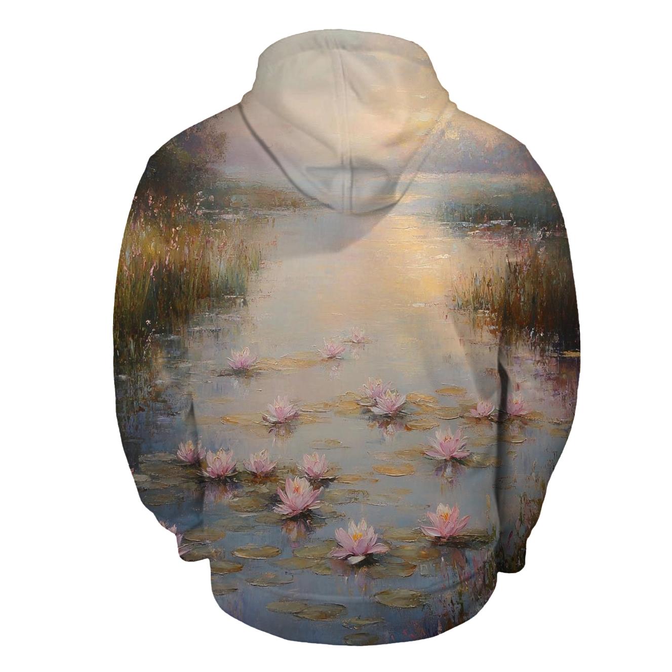 Monet Inspired Water Lilies At Dawn heavyweight hoodies
