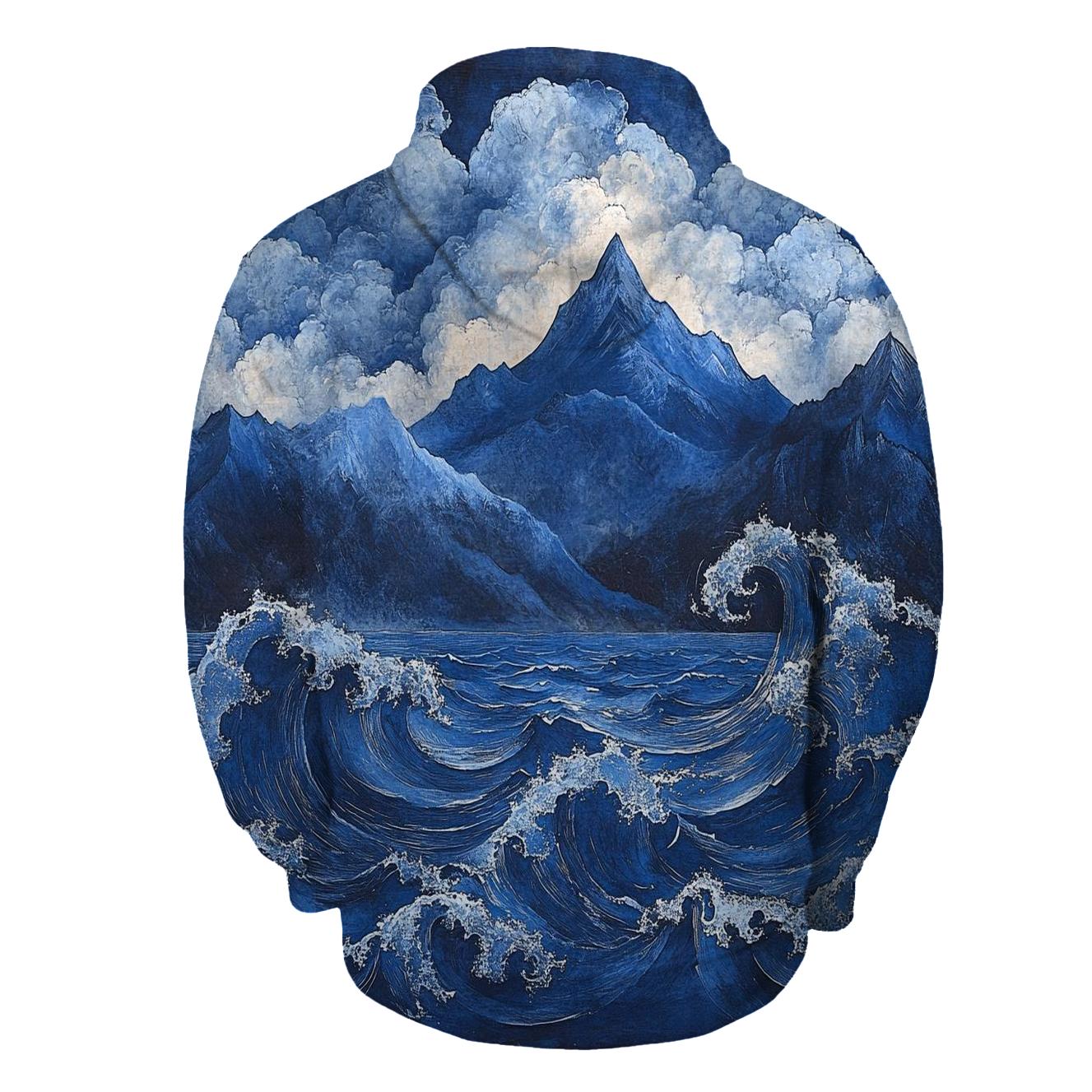 Hokusai Inspired Mountain Storm lightweight hoodies