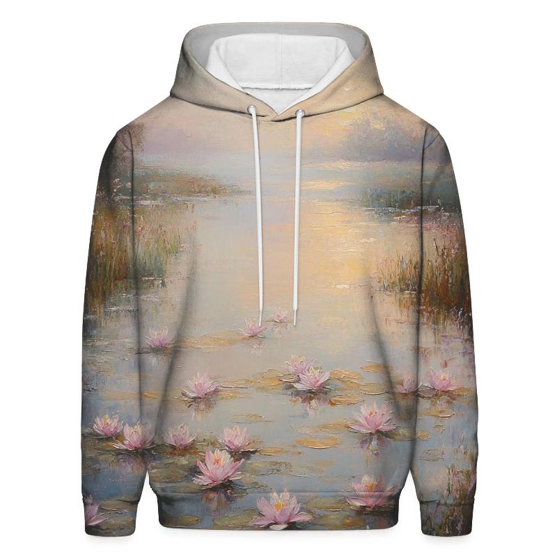 Monet Inspired Water Lilies At Dawn zip-up hoodies