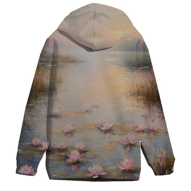 Monet Inspired Water Lilies At Dawn zip-up hoodies