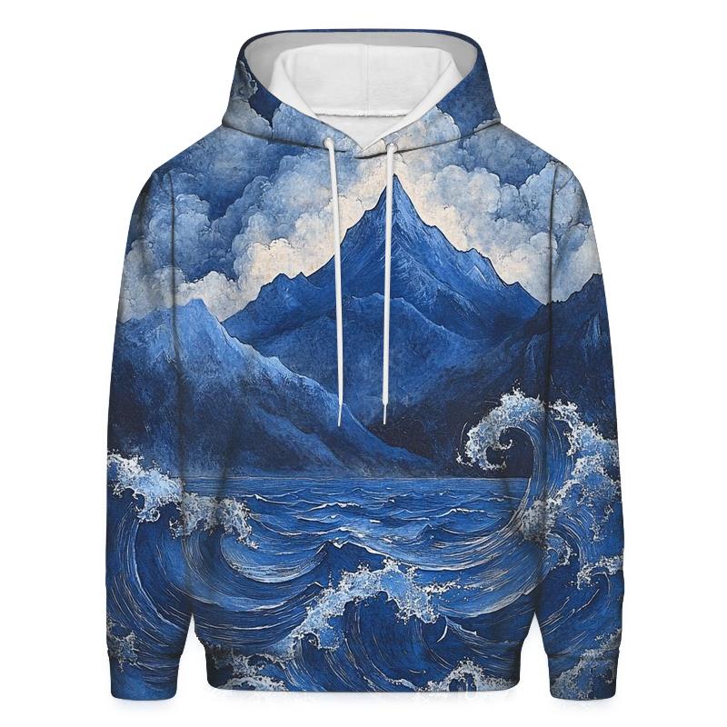 Hokusai Inspired Mountain Storm hoodie designs