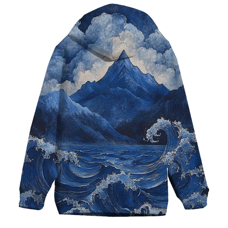 Hokusai Inspired Mountain Storm hoodie designs