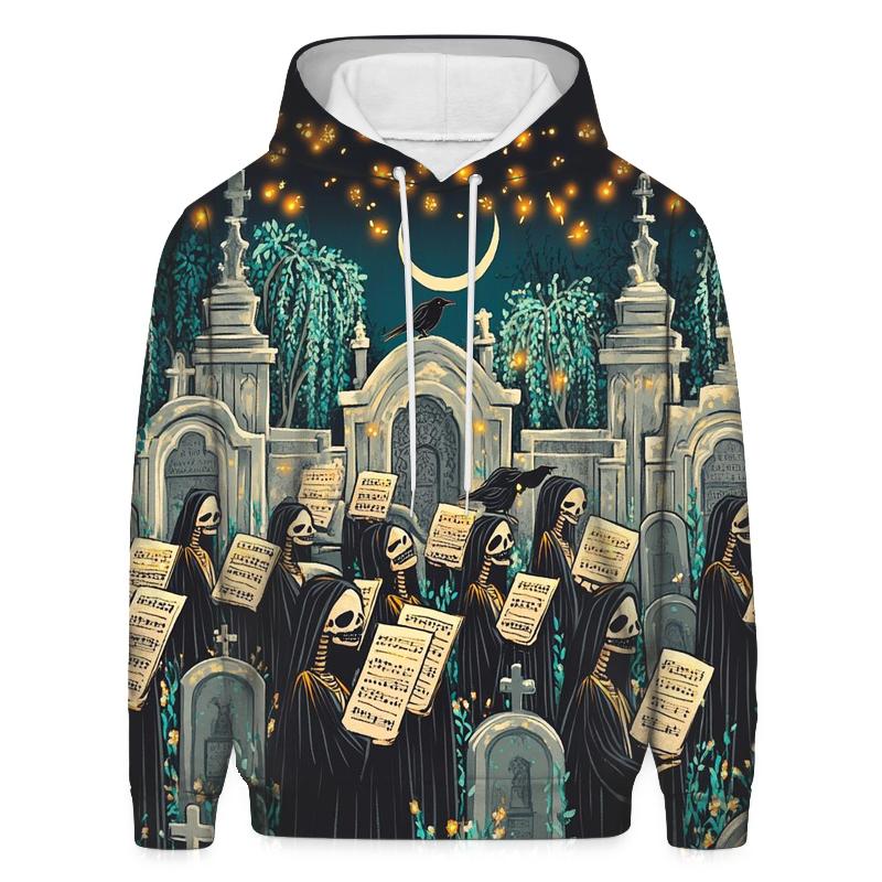 Moonlit Graveyard Spooky Choir embroidered hoodies
