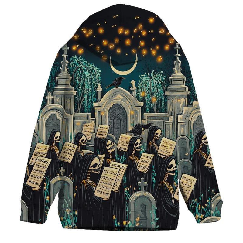 Moonlit Graveyard Spooky Choir embroidered hoodies