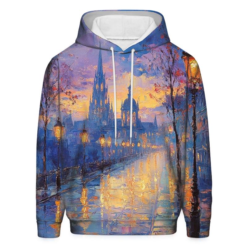 Monet Inspired Citylights At Twilight premium hoodies