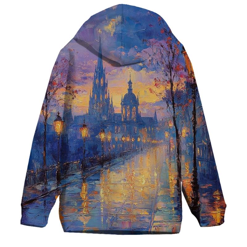 Monet Inspired Citylights At Twilight premium hoodies