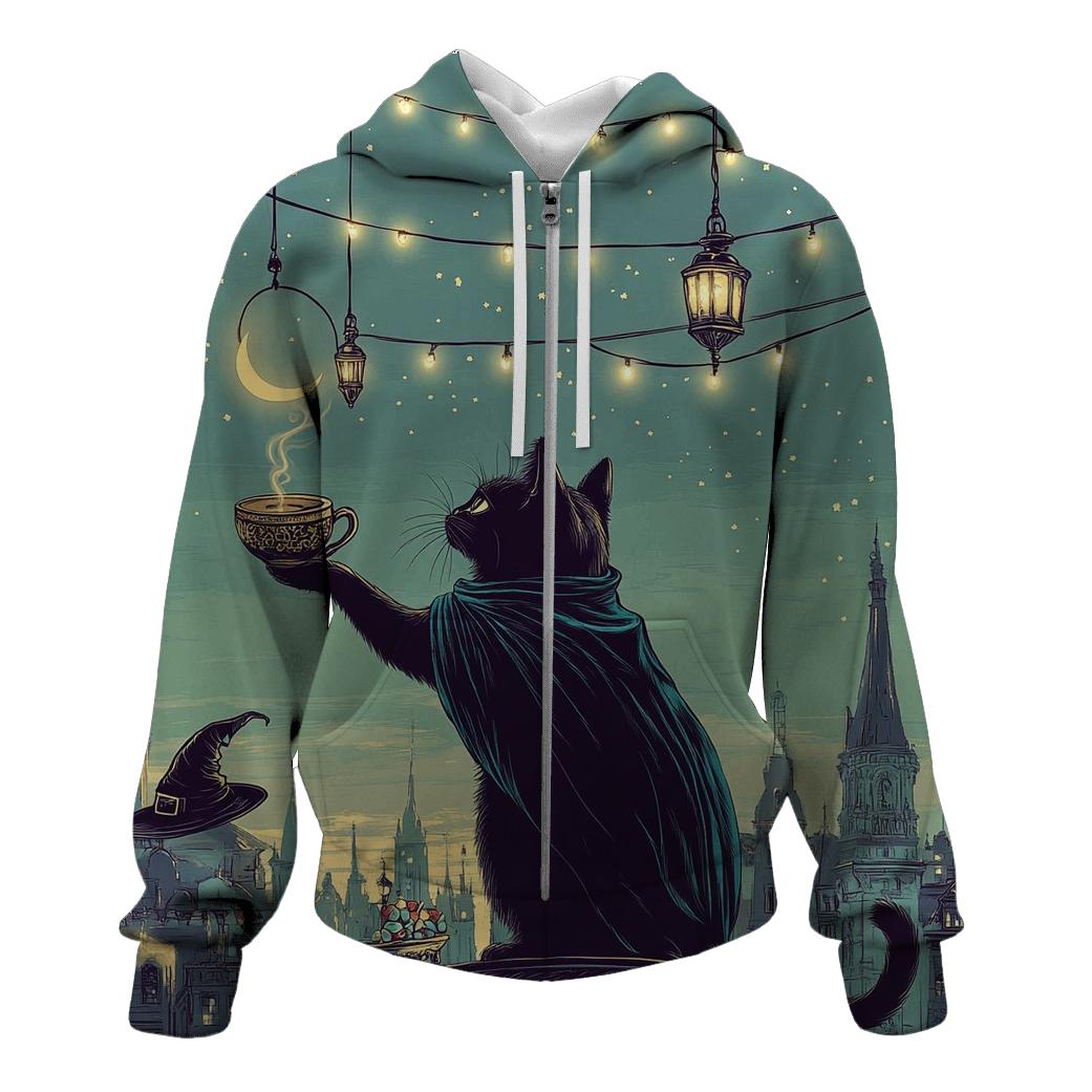 Midnight Cat Spooky Soiree pullover hoodies