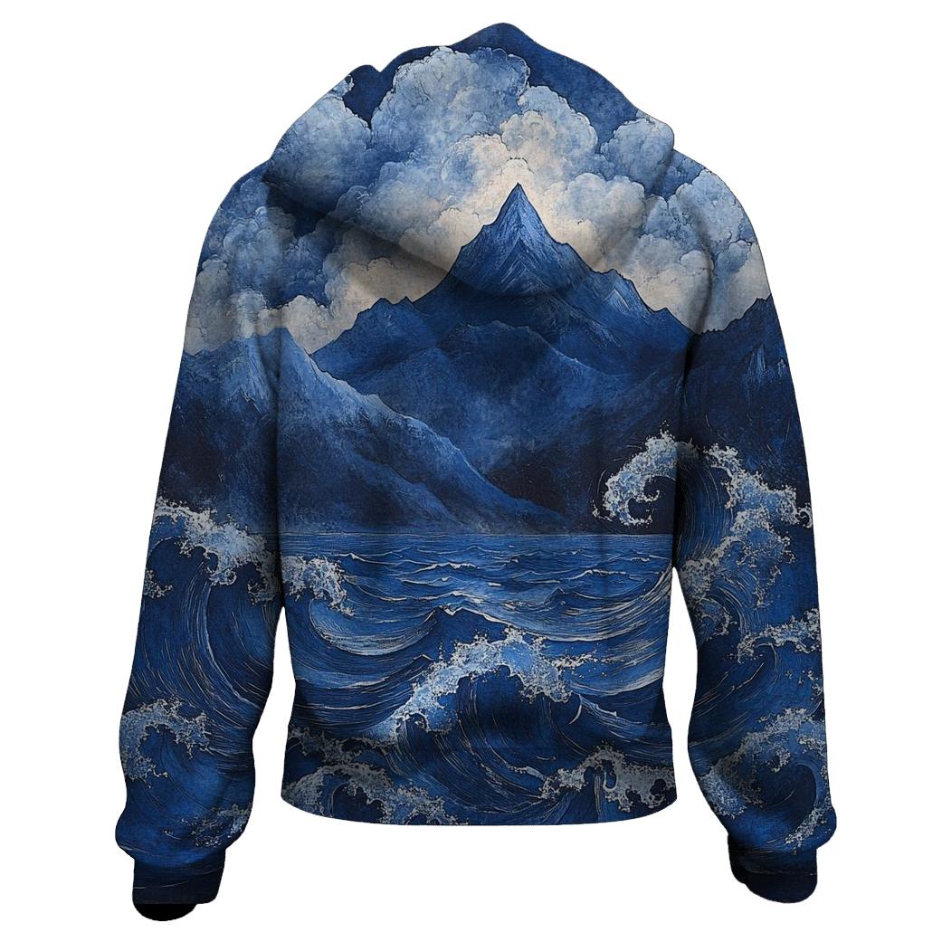 Hokusai Inspired Mountain Storm hoodie styles