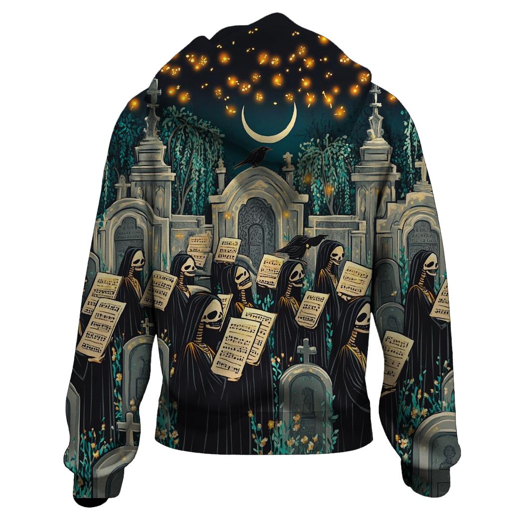 Moonlit Graveyard Spooky Choir embroidered hoodies
