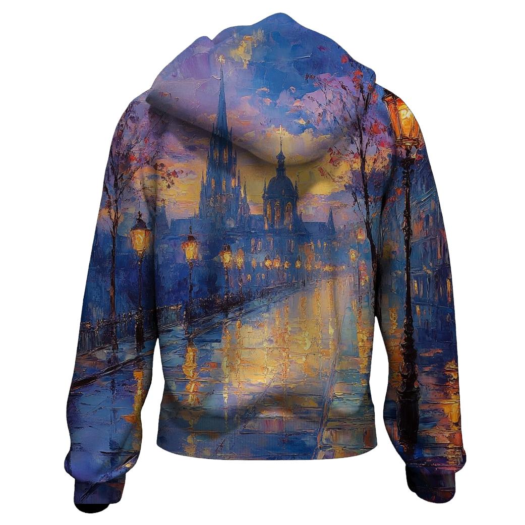 Monet Inspired Citylights At Twilight premium hoodies