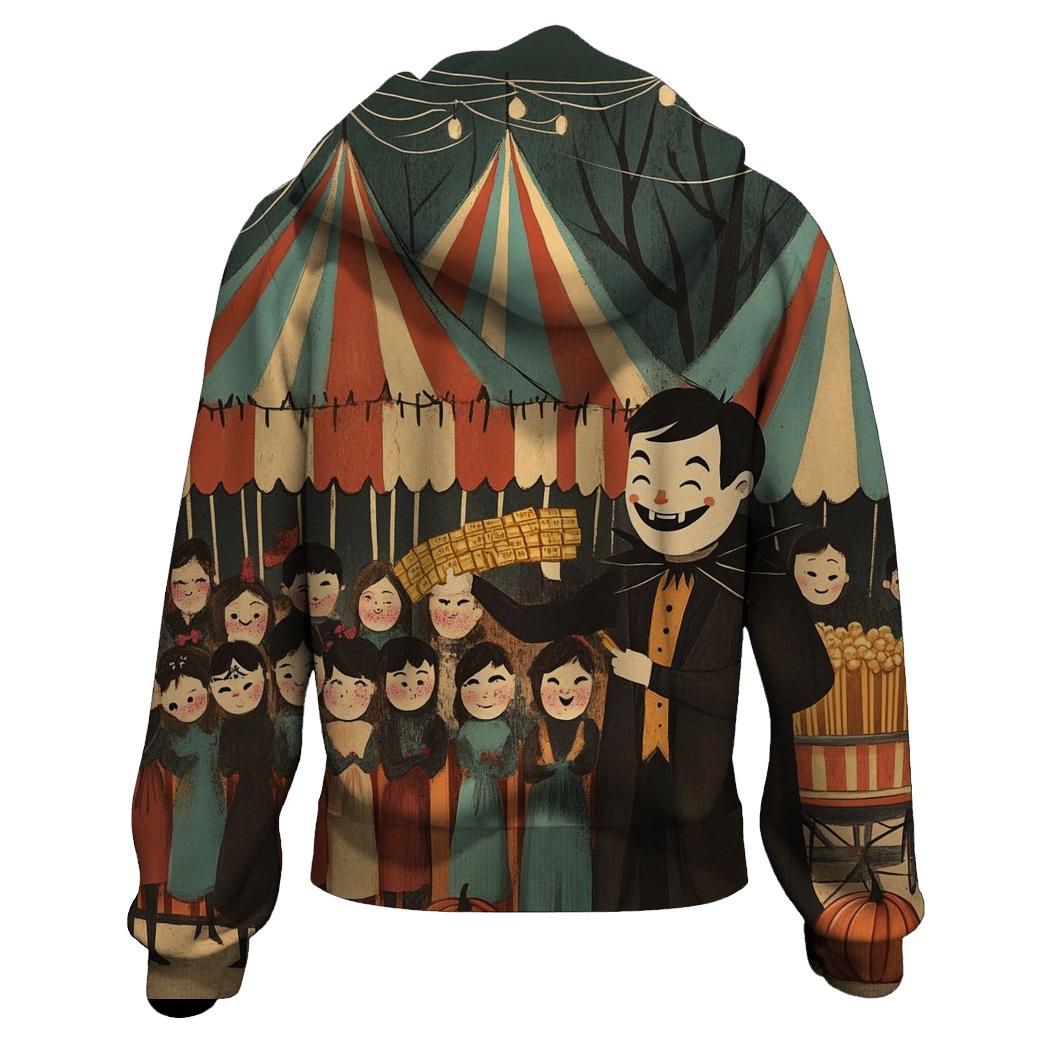 Cobweb Carnival Midway Halloween zip-up hoodies