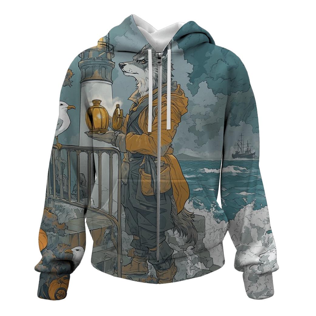 Foggy Lighthouse Haunted Beacon graphic hoodies