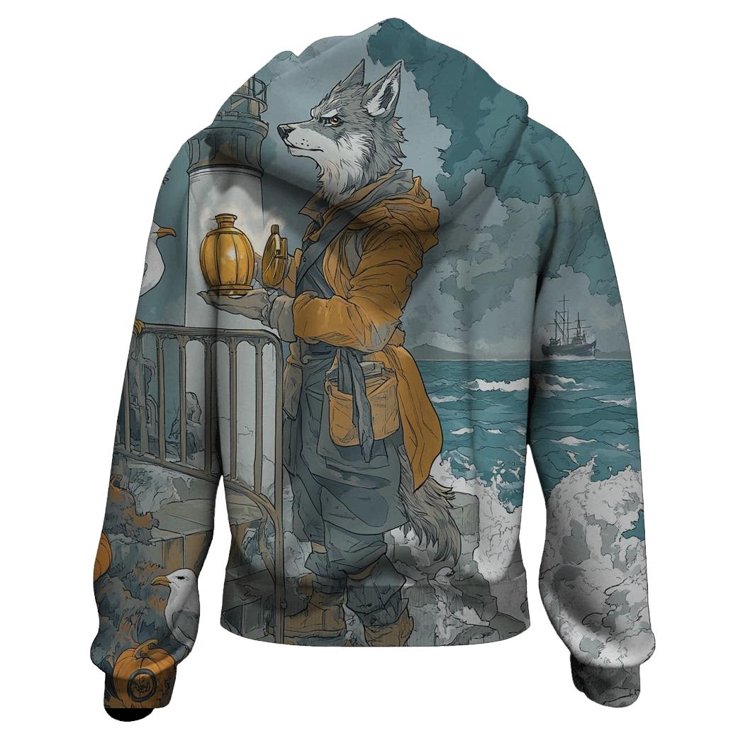 Foggy Lighthouse Haunted Beacon graphic hoodies