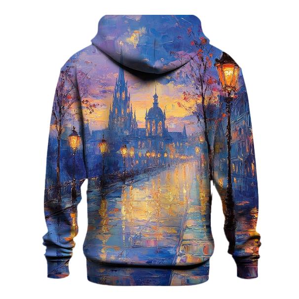 Monet Inspired Citylights At Twilight designer hoodies