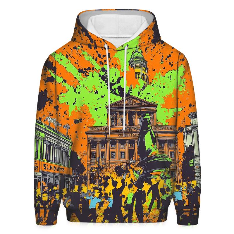 Town Square Mayhem Mosaic embroidered hoodies