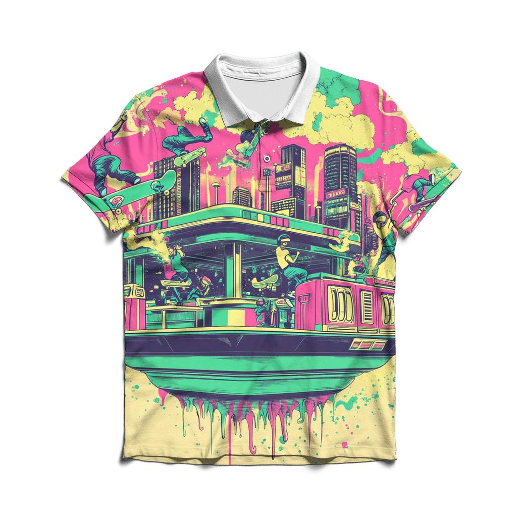 Neon Skate Diner Riot branded logo polo shirts