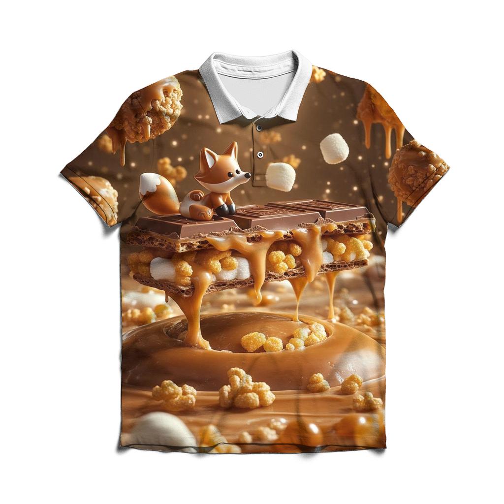 Chocolate Asteroid Garden branded logo polo shirts