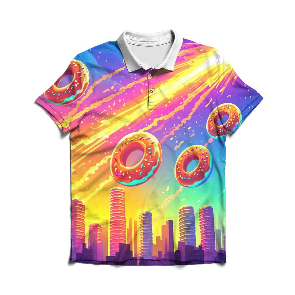 Neon Donut Meteor Shower stylish collar polo tees