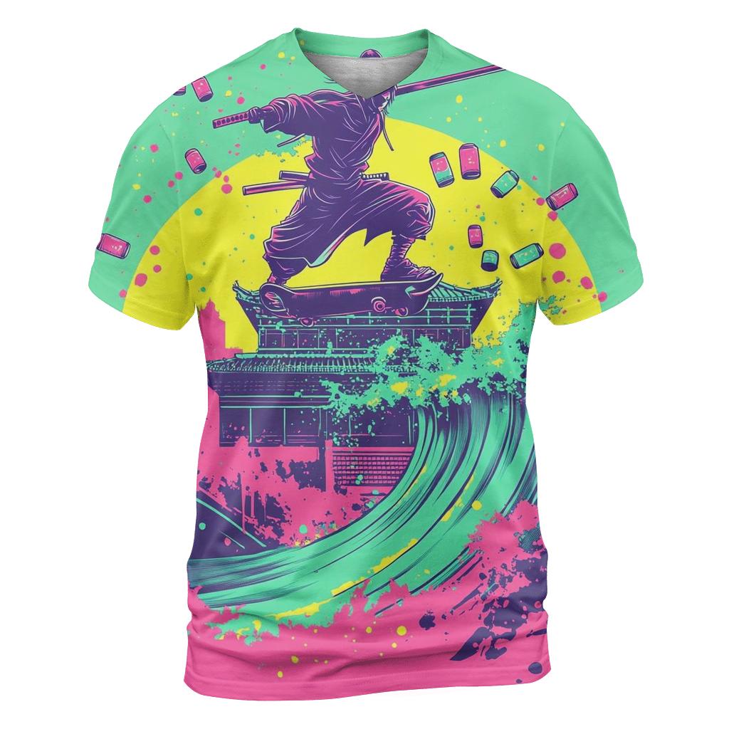 Skateboard Samurai Soda artistic all-over print tops